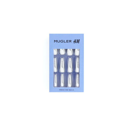 Mugler H&M Coffin-Shaped Press-on Nails Silver-colored