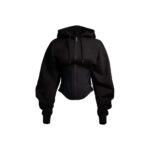 Mugler H&M Corset-Waist Hooded Jacket Black