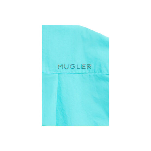 Mugler H&M Double-Breasted Poplin Shirt Turquoise
