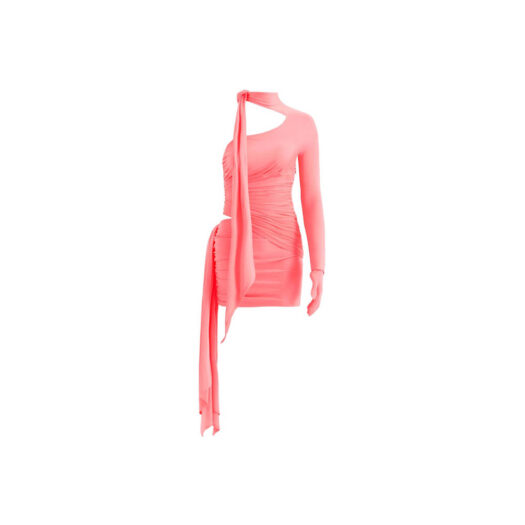 Mugler H&M Knot-Detail One-Shoulder Dress Pink