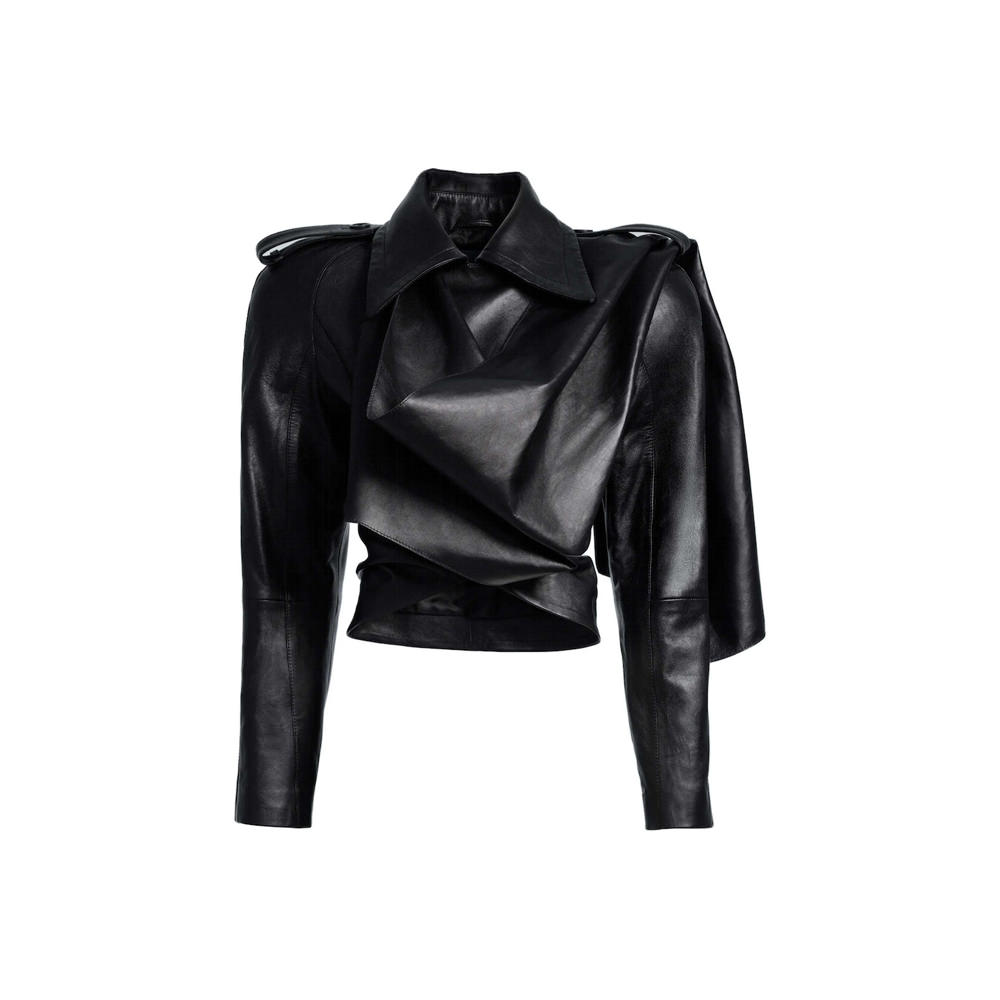 Mugler H&M Leather Jacket with Scarf Black