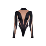 Mugler H&M Mesh-Paneled Bodysuit Beige/Black