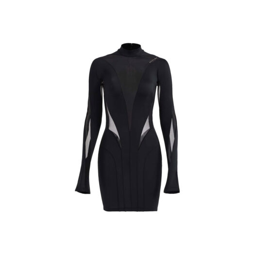 Mugler H&M Mesh-Paneled Mini Dress Black