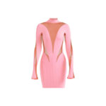 Mugler H&M Mesh-Paneled Mini Dress Pink