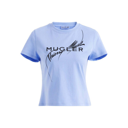 Mugler H&M Printed Fitted T-shirt Blue