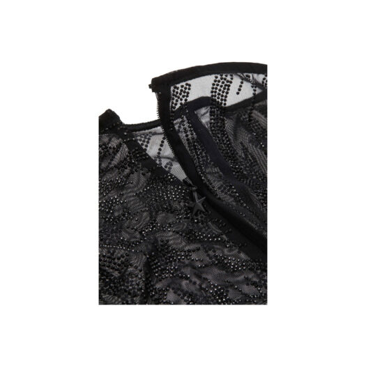 Mugler H&M Rhinestone-Embellished Mesh Tights Black