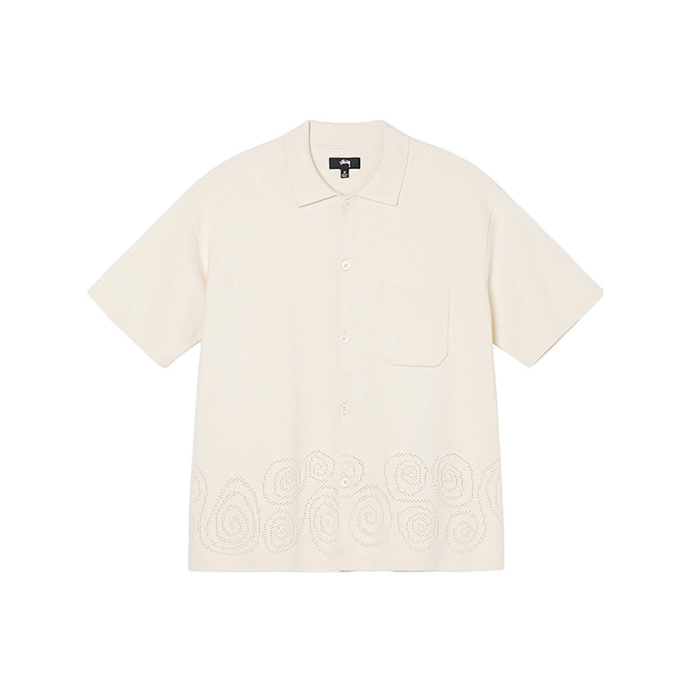 Stussy Perforated Swirl Knit Shirt NaturalStussy Perforated Swirl Knit