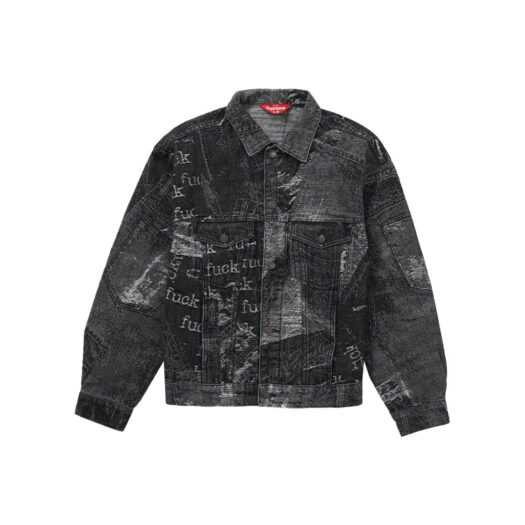 Supreme Flocked Denim Trucker Jacket RedSupreme Flocked