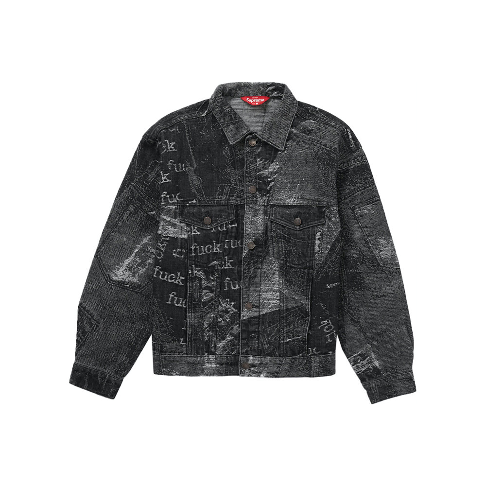 Supreme Archive Denim Jacquard Trucker Jacket BlackSupreme Archive