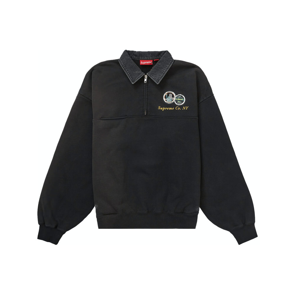 Supreme Denim Collar Half Zip Sweatshirt BlackSupreme Denim Collar Half 