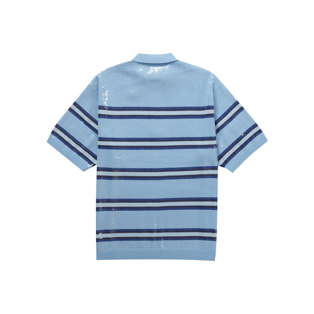 Supreme Sequin Stripe Zip Polo BlueSupreme Sequin Stripe Zip Polo