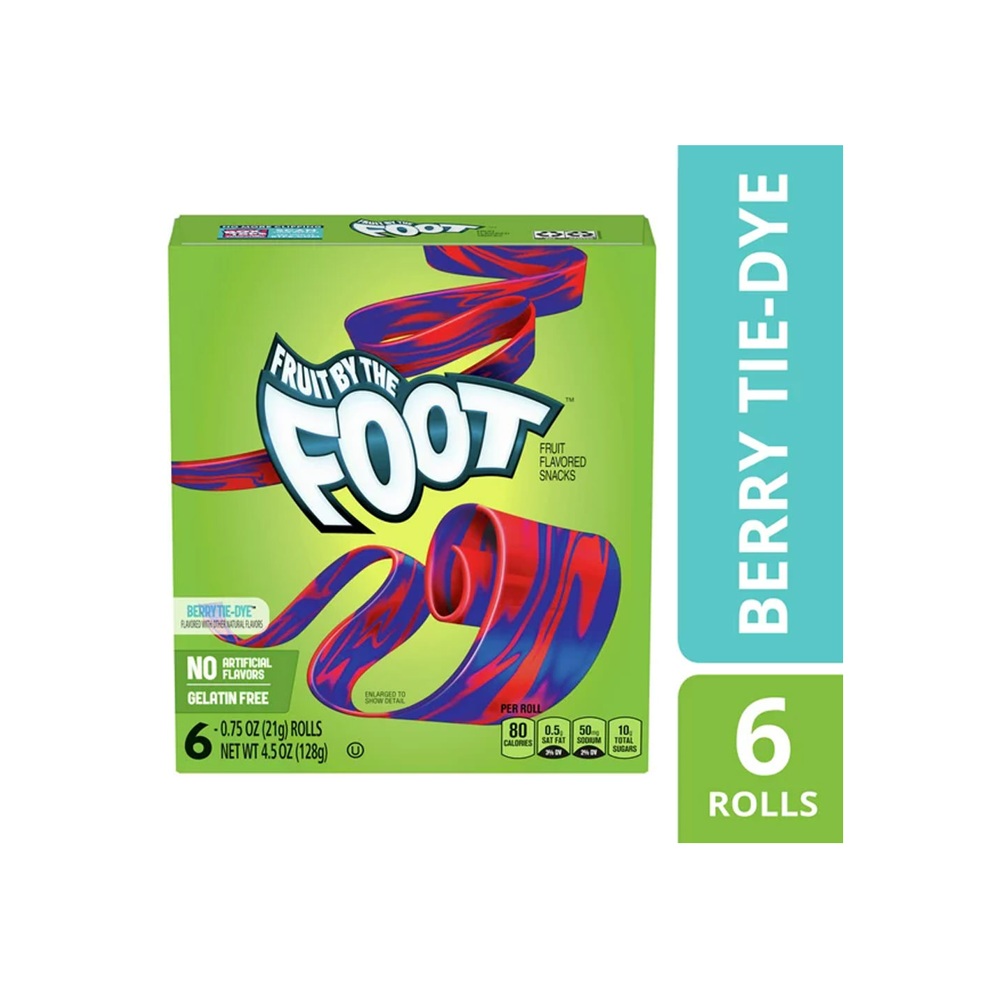 Fruit by the Foot Fruit Flavored Snacks, Berry Tie-Dye, 4.5 oz, 6