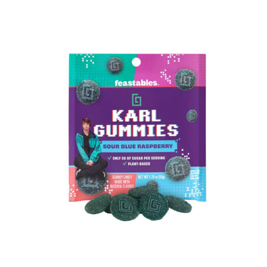 Feastables Karl Gummy Candy Sour Blue Raspberry, 1.8 oz, 1 Bag