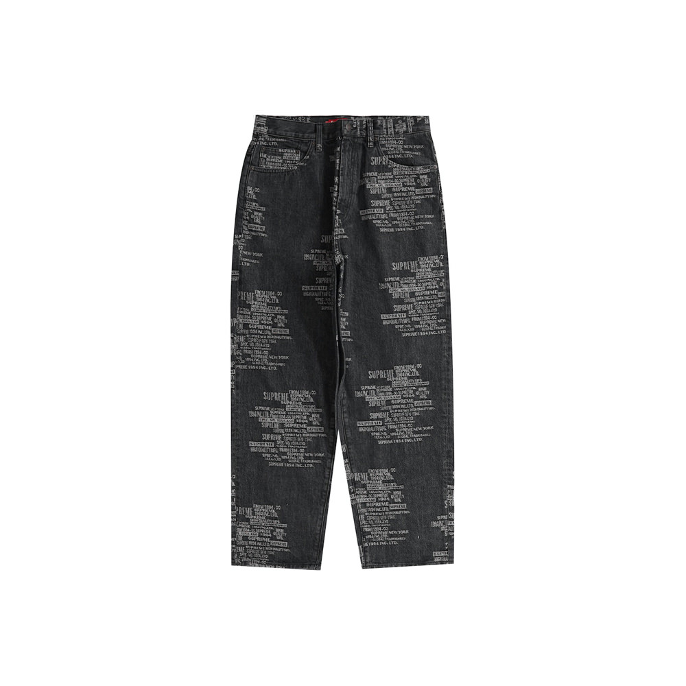 Supreme Trademark Jacquard Baggy Jean Washed BlackSupreme