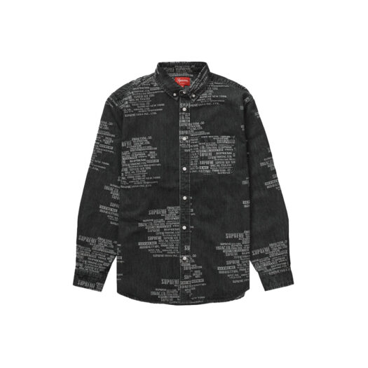 Supreme Trademark Jacquard Denim Shirt Washed Black