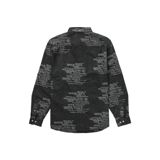 Supreme Trademark Jacquard Denim Shirt Washed Black