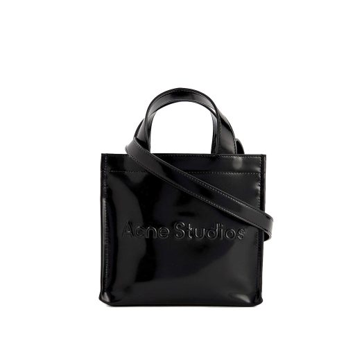 Logo-embossed mini faux-leather tote bag