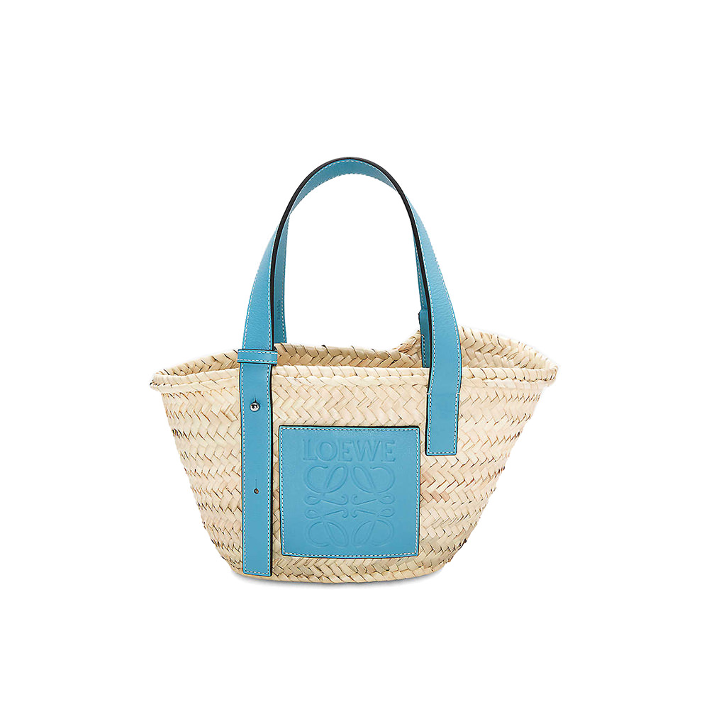 Woven raffia small basket bag
