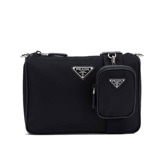Branded-plaque zipped recycled-polyamide cross-body bag