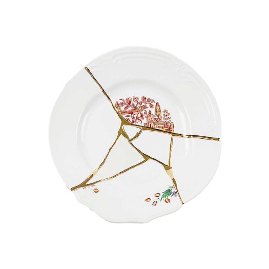 Kintsugi N1 porcelain and 24ct gold dinner plate 27cm