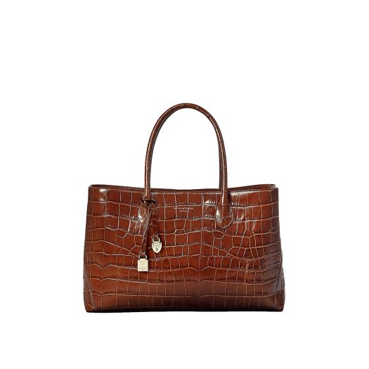 London large croc-embossed leather tote bag