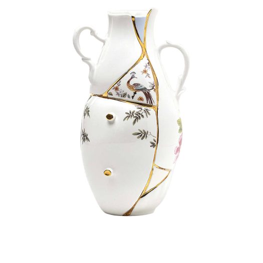 Kintsugi 24ct yellow-gold plated porcelain vase 32cm