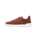 Triple Stitch low-top suede trainers