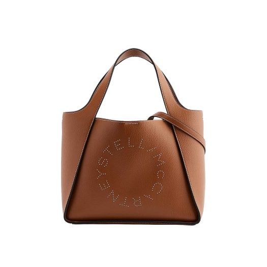 Perforated-logo faux-leather tote bag