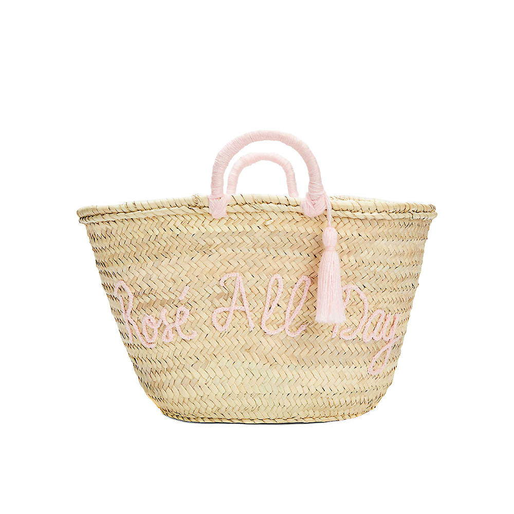 Rosé All Day palm leaf basket bag