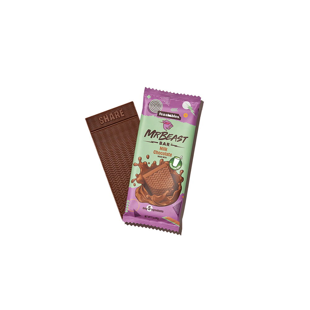 Feastables MrBeast Peanut Butter Chocolate Snack Bars, 40g Each, 5 Bars per  Box