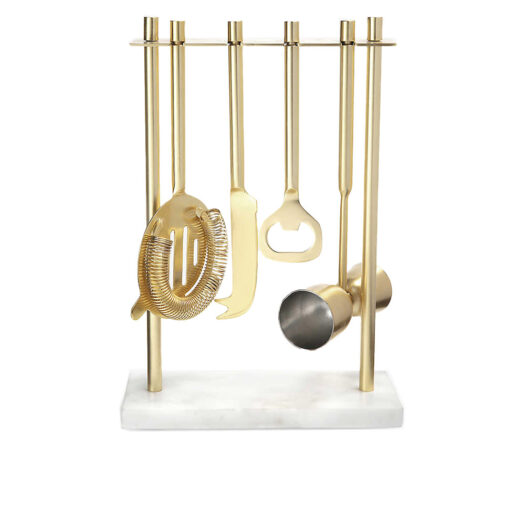 Hanging marble and stainless steel 5-piece bar set 26cm