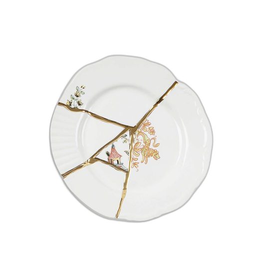 Kintsugi N2 porcelain and 24ct gold fruit plate 21cm