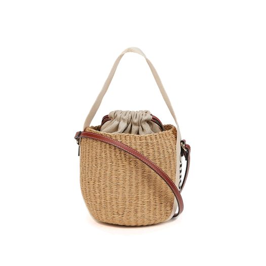 Woody small raffia basket bag