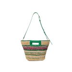 M Mini striped raffia basket bag