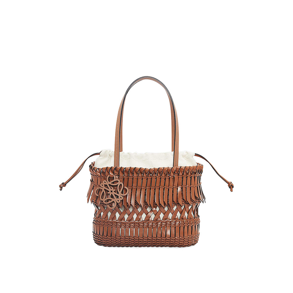 LOEWE Fringes Small Woven-Leather Bucket Bag