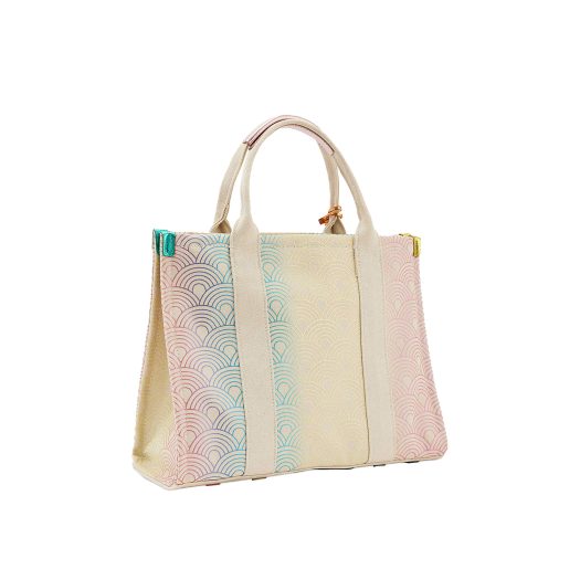 Southbank brand-appliqué metallic-print cotton tote bag