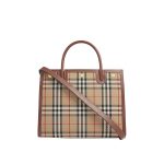 Title checked small canvas top-handle bag