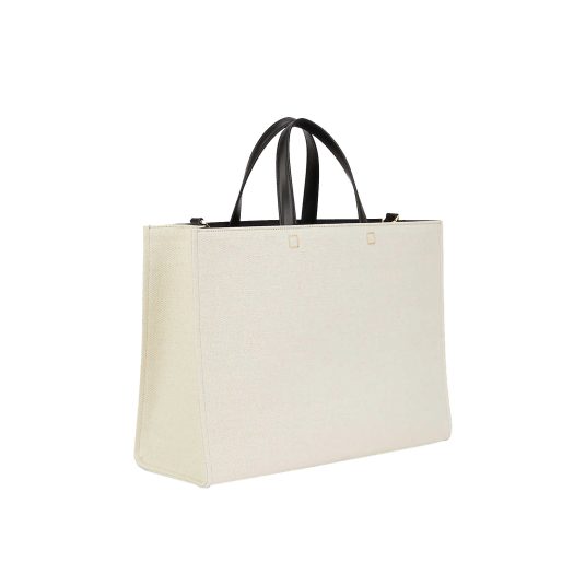 Logo-print medium cotton-linen blend tote bag
