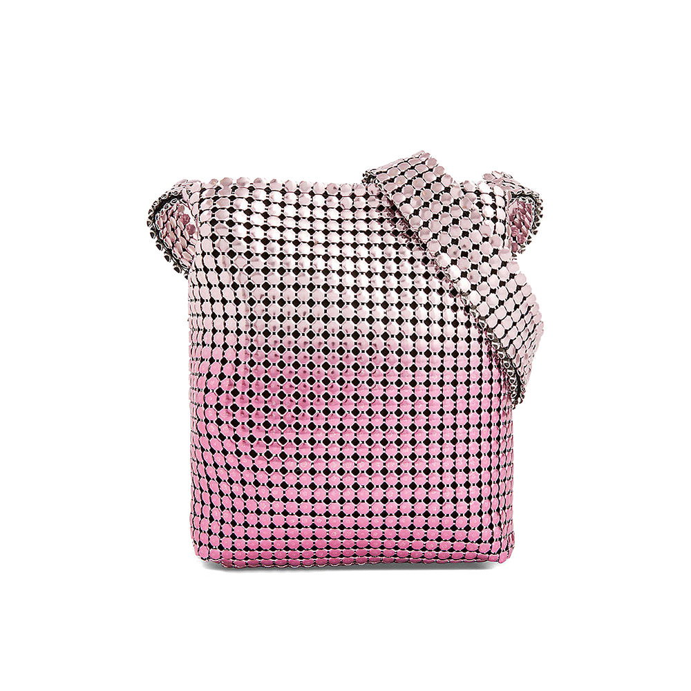 Pixel gradient-pattern metal tote bag