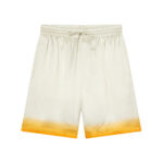 Casablanca Panoramique Silk Satin Shorts Ivory White/Orange
