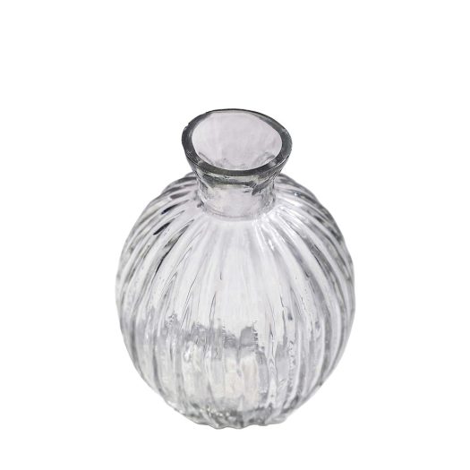 Ribbed glass vase 11cm