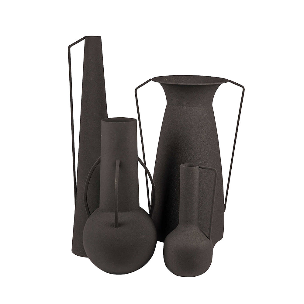 Roman powdercoated metal vases set of fourRoman powdercoated metal
