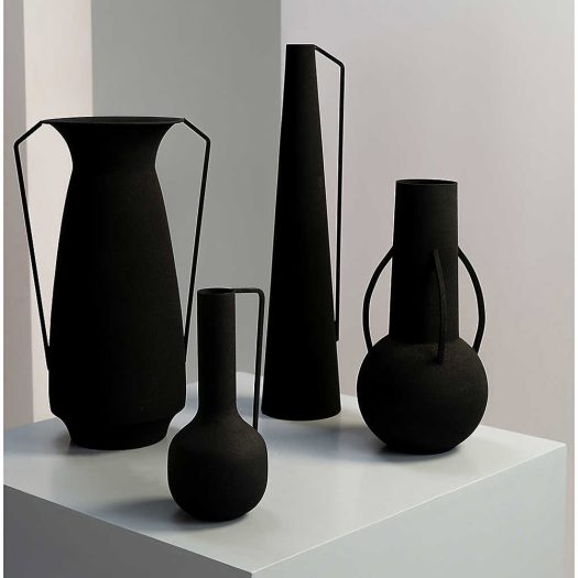 Roman powder-coated metal vases set of four