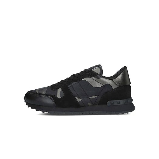 Full leather camouflage-print leather trainers