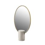 Oval brass-coated marble mirror 40cm