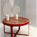 Oval brass-coated marble mirror 40cm