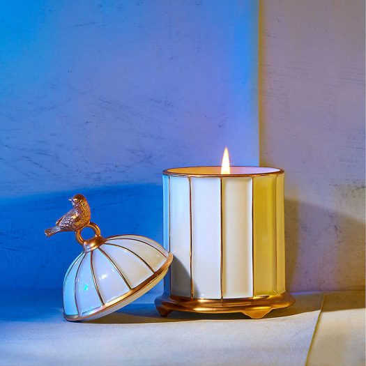 Birdcage 24k-gold porcelain scented candle