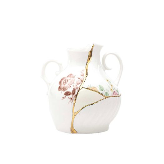 Kintsugi porcelain and gold-plated vase 18cm