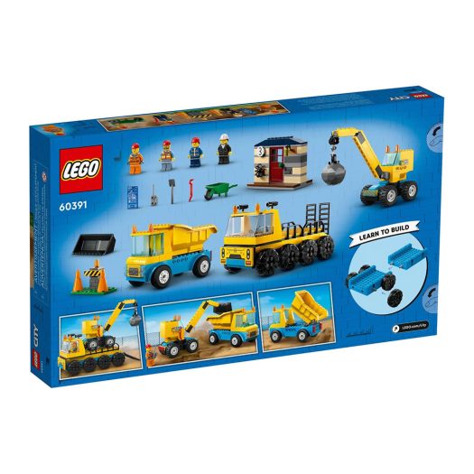 LEGO City Construction Trucks and Wrecking Ball Crane Set 60391