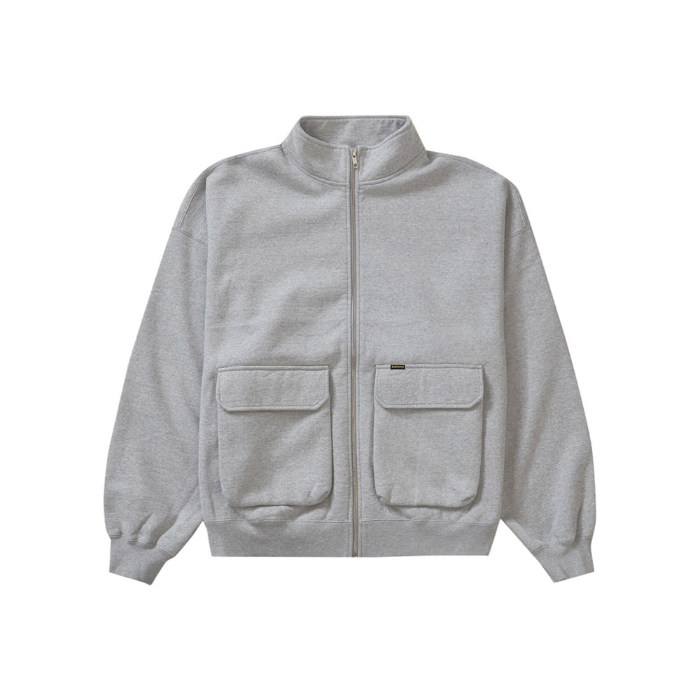 Supreme grey zip up on sale hoodie